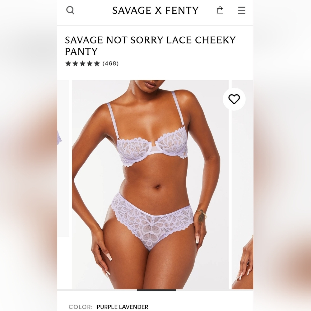 NWT Savage X Fenty Not Sorry Lavender Lace Cheeky Panties ~ Sz S